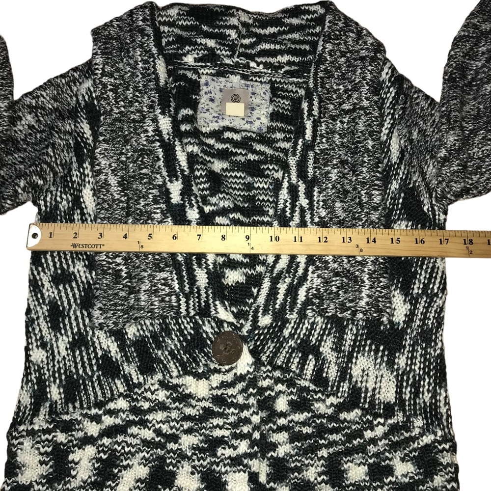 Element Black White Knit Snap Down Cardigan Sweater - Women’s Medium - Picture 3 of 11